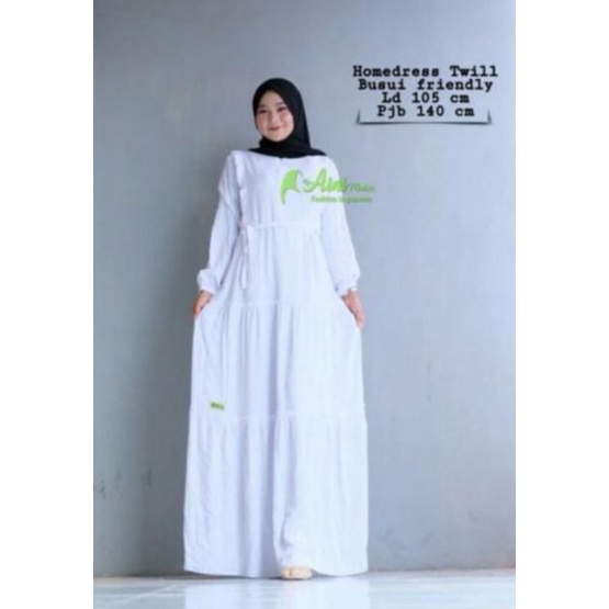 Gamis Twill Polos Hitam / Putih By Aini Modiste