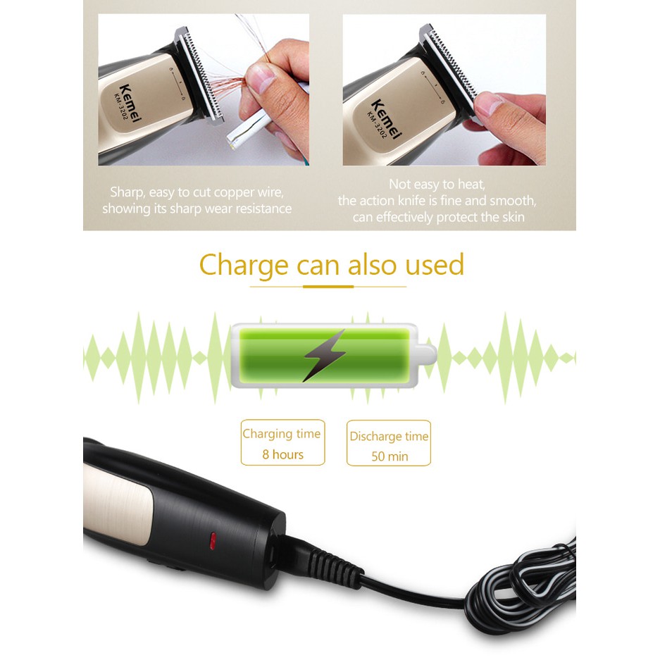 New Kemei Hair Clipper Modelling 2 in 1 Alat Cukur Rambut KM-3202 Original