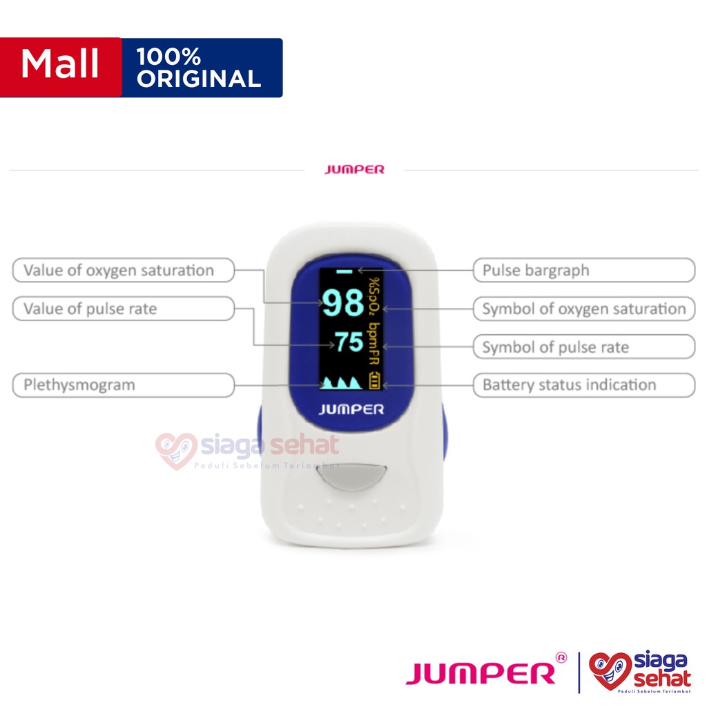 Oximeter - Jumper Fingertip Pengukur Kadar Oksigen 500A