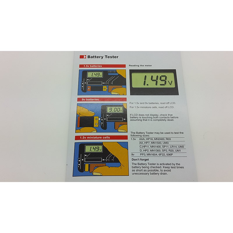 Digital Universal Battery Tester for 9V, 1.5V and AA, AAA, C