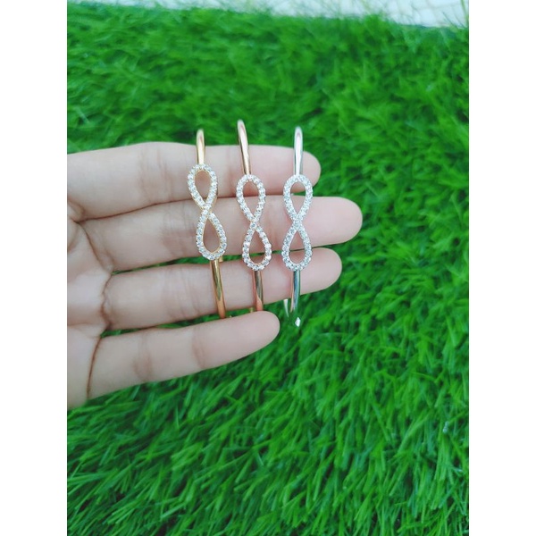GELANG PIPA BANGLE BULAT &amp;OVAL INFINITY MP / GELANG PERAK ASLI SILVER 925 LAPIS EMAS / GELANG FASHION WANITA TERBARU