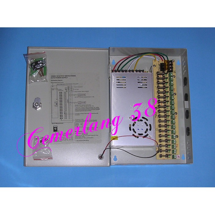 Power Supply Central CCTV 12V 30A - Box Panel CCTV 12 V 30 A