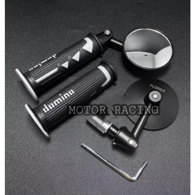 PAKET VARIASI SPION JALU CEMBUNG+HANDGRIP DOMINO SHARK UNIVERSAL BEAT VARIO MIO BISA BUAT SEMUA MOTOR