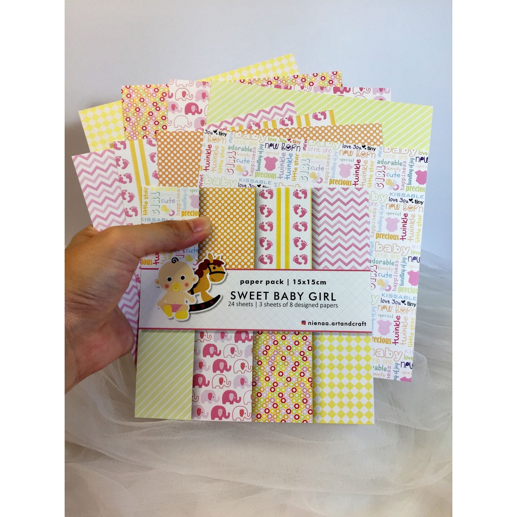 

Scrapbook Paper | Bahan Scrapbook Kertas Bujo Journaling 15x15cm | Baby Girl