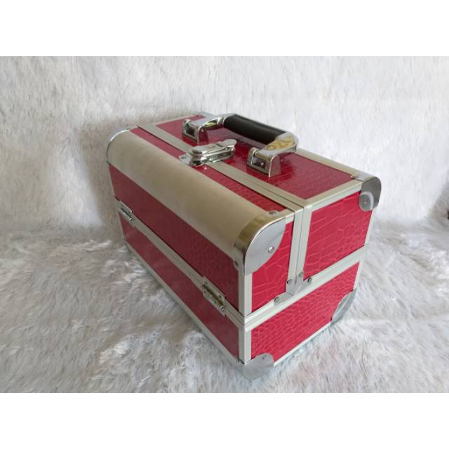 Beautycase kotak kosmetik tempat make up premium murah harga reseller model oval MAROON
