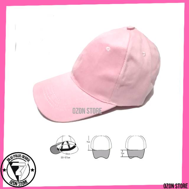 Topi Baseball Distro Caps Polos Pengait Besi Bahan Rapel Premium - Pink Baby