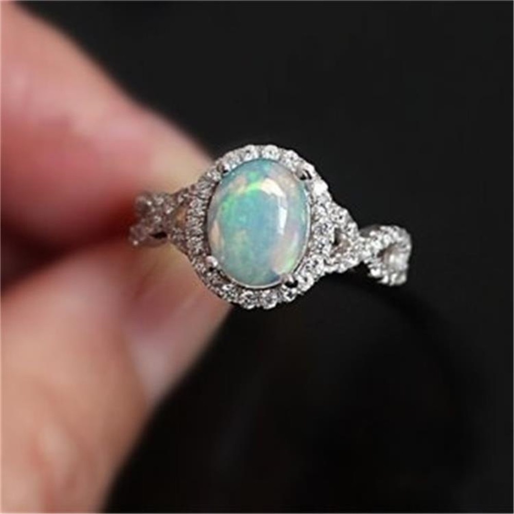 New Arrivals Fashion Ladies Ring Opal Inlaid Zircon Ring