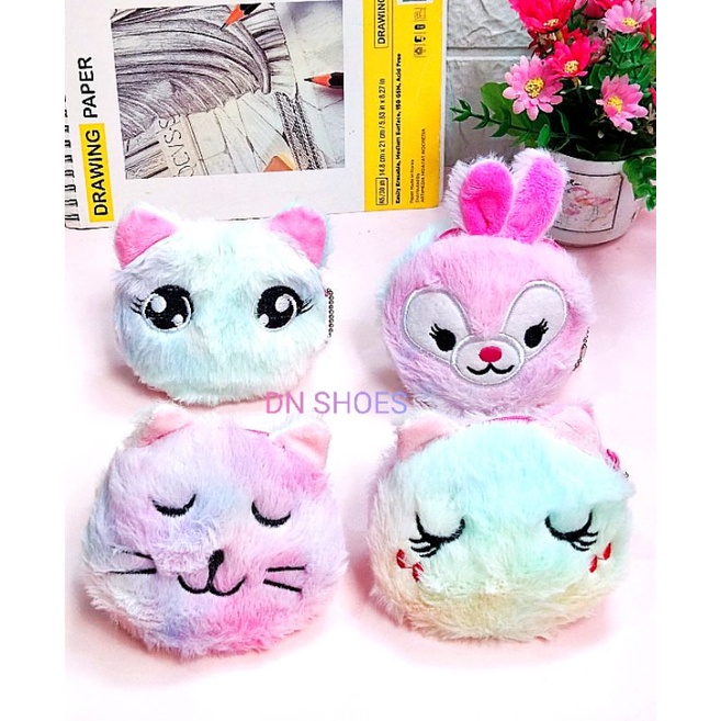 Dompet Koin Anak Tas Selempang Anak Tas Bulu lucu Tas Anak Karakter Aksesoris anak lucu unicorn kucing kudapon Randomi