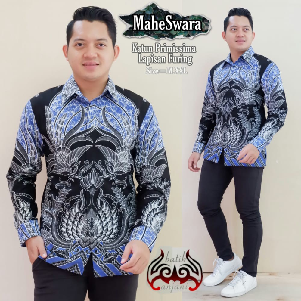 MAHESWARA Kemeja Batik Pria Lengan Panjang Katun Halus FULL FURING Batik Anjani