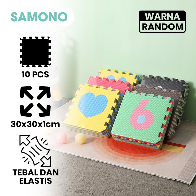 SAMONO SMP10 Matras Puzzle Lantai Evafoam Tebal dan Elastis anti noda 30x30CMx1cm ORIGINAL playmat anak