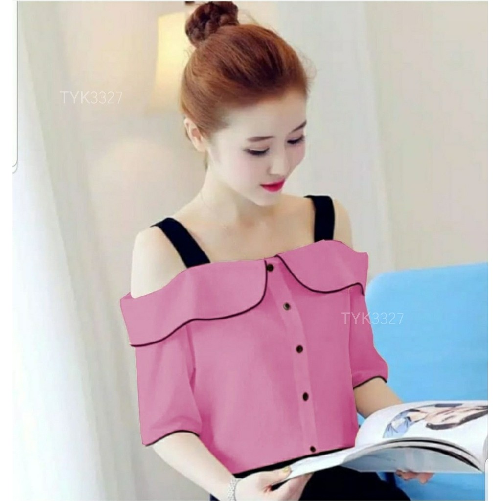 n  Baju Atasan Wanita  Blouse blose blos blues bluese TOURIENELA PINK DUSTY