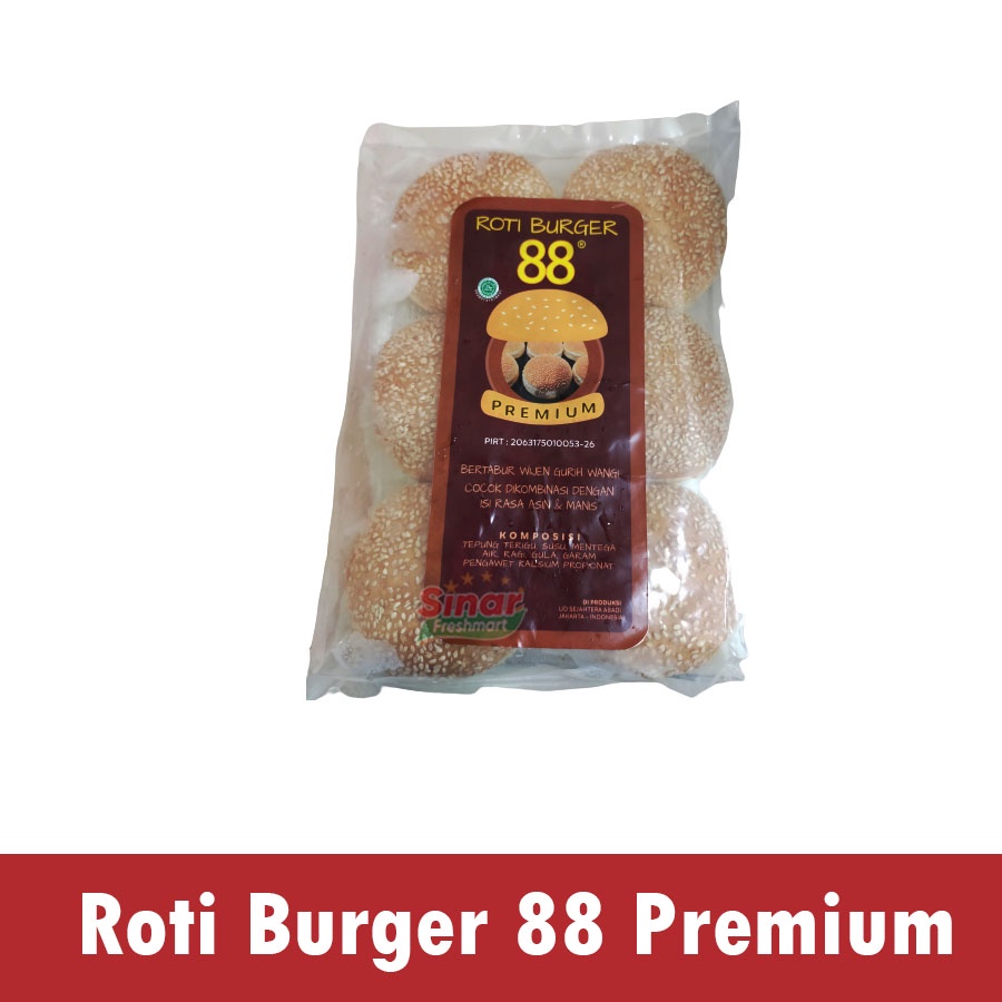 

[SINAR.FRESHMART] ROTI BURGER PREMIUM 88 WIJEN ISI 6pc [310gr]