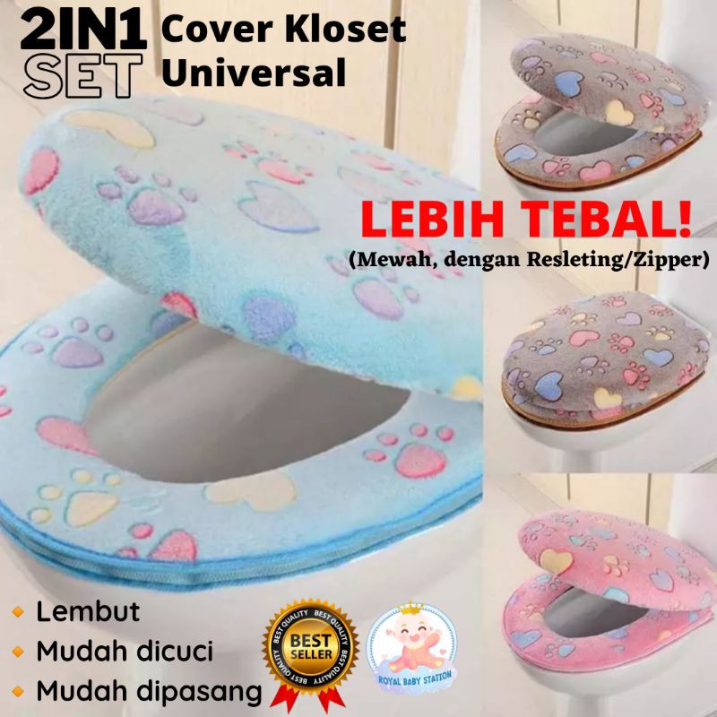 New! Set Cover Sarung Penutup Alas Dudukan Closet Toilet Keset Kamar Mandi Lembut Original Mewah