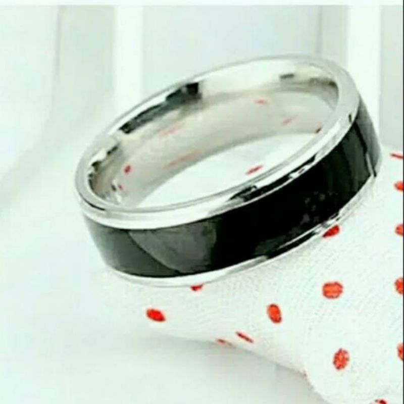 Cincin Titanium Silver Black Cincin pria wanita Couple harga satuan