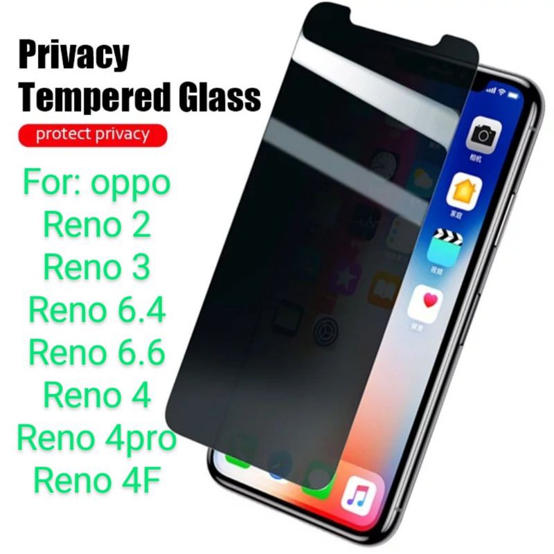 Oppo Reno 2 3 4 4f 4pro 6.4 6.6 Antigores Tempered Glass Spy TG Screen Guard protector privacy