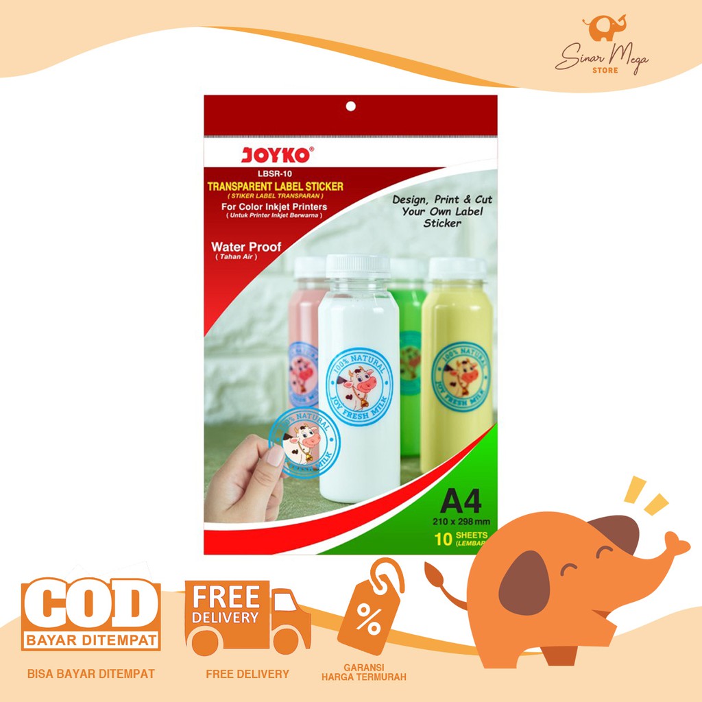 

Joyko Kertas Sticker Label Transparan LBSR-10 Transparent Waterproof Murah Berkualitas
