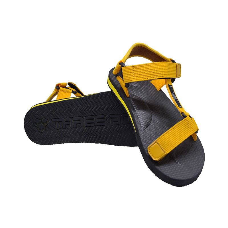 THREE BOX - Sandal Gunung Tali Massive Wanita BlackYellow Traveling Hiking Outdoor Medium Jumbo ORIGINAL