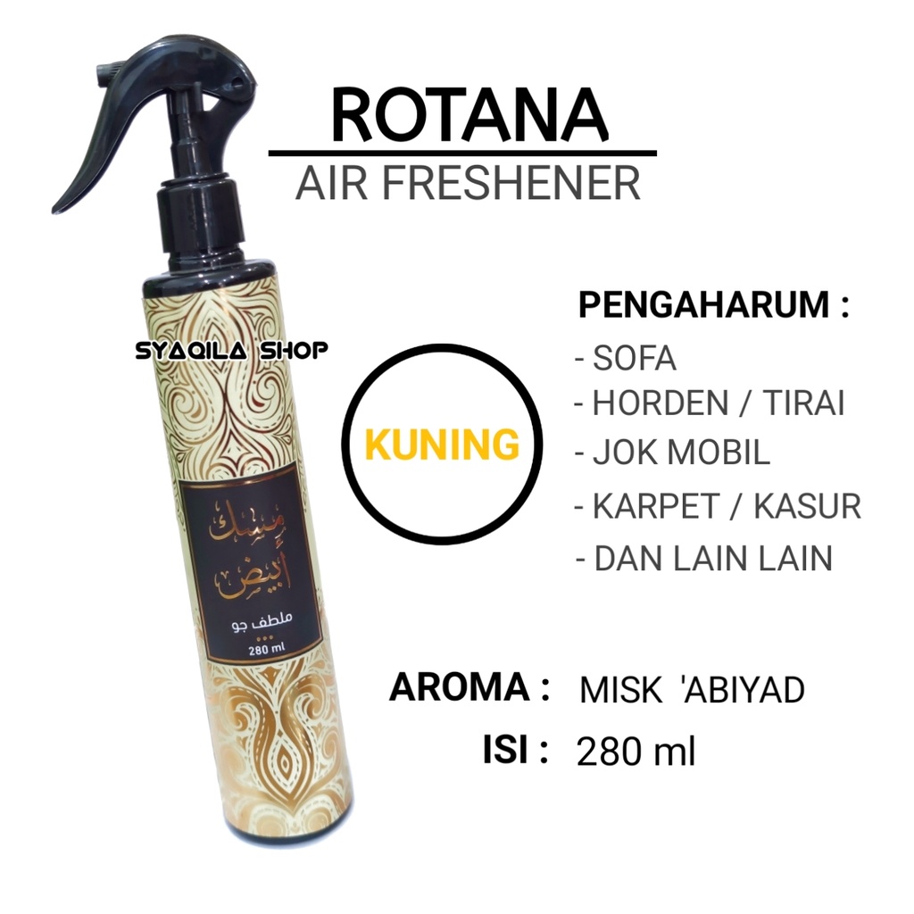 Air Freshener Rotana Pengharum Ruangan Spray 280ml Pewangi Mobil Karpet Sajadah Sprei Sofa Wangi Bukhur