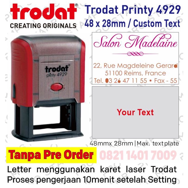 

Stempel Custom Otomatis + Tanggal Trodat 4729 (Ukuran 48x28mm)