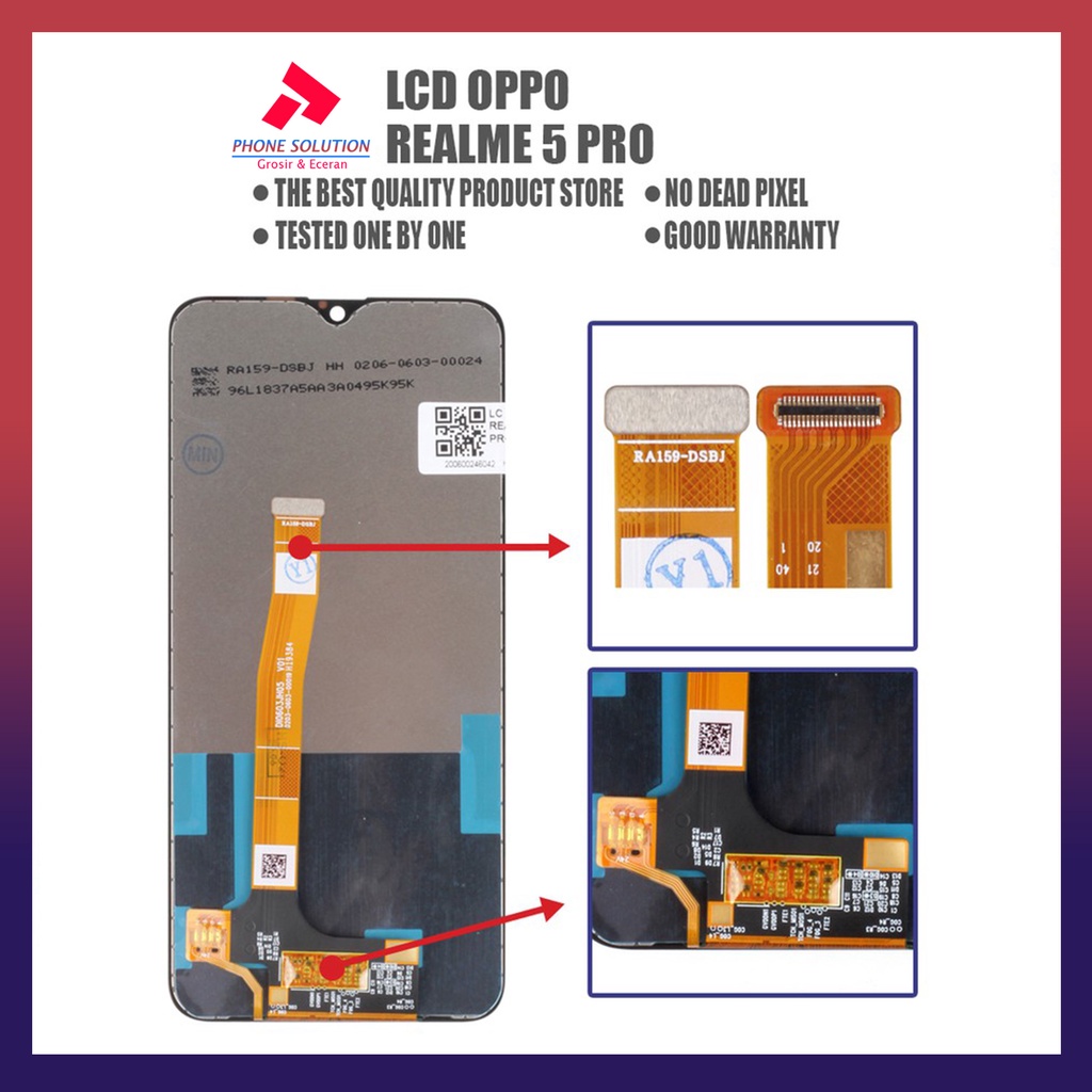 LCD Realme 5 Pro Fullset Touchscreen - Parts Kompatible Dengan Produk Oppo // Supplier LCD Realme 5 - Garansi 1 Bulan