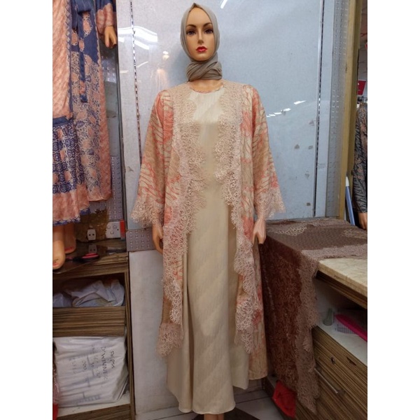 gamis batik renda terbaru / set batik viscose / batik doby / gamis batik / gamis cantik / batik