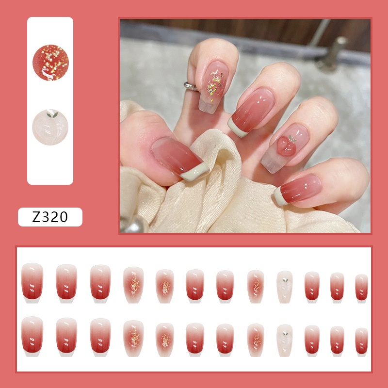 24pcs / Kotak Kuku Palsu Full Cover Untuk Dekorasi Nail Art Z320