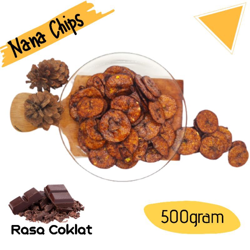 

Nana Chips Keripik pisang kripik pisang Rasa coklat manis gurih aneka rasa Nana Chips 500gram