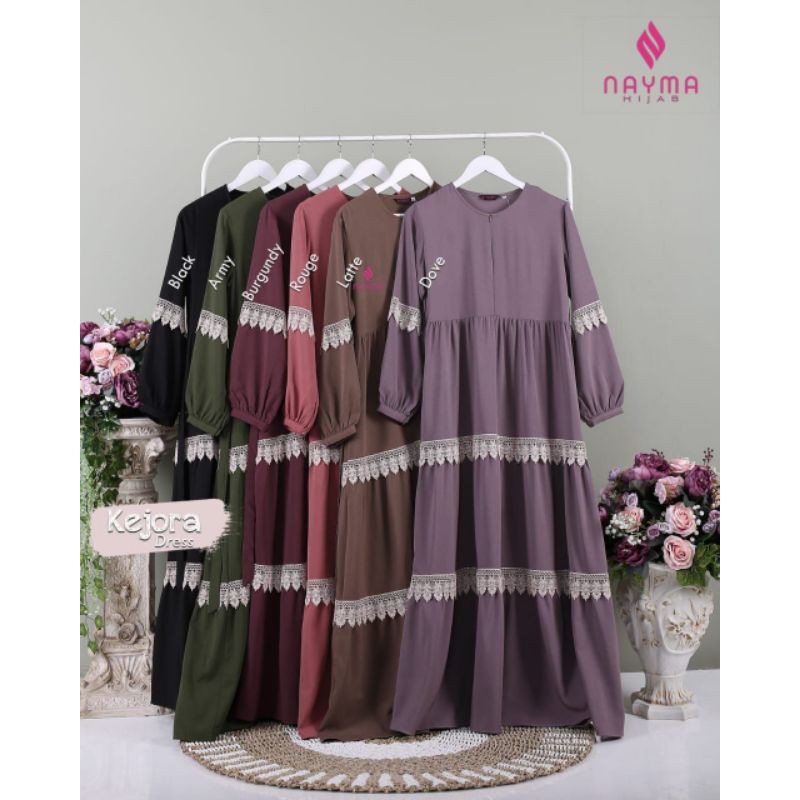 KEJORA DRESS GAMIS POLOS DRESS  RENDA CANTIK MEWAH MURAH ORIGINAL BY NAYMA