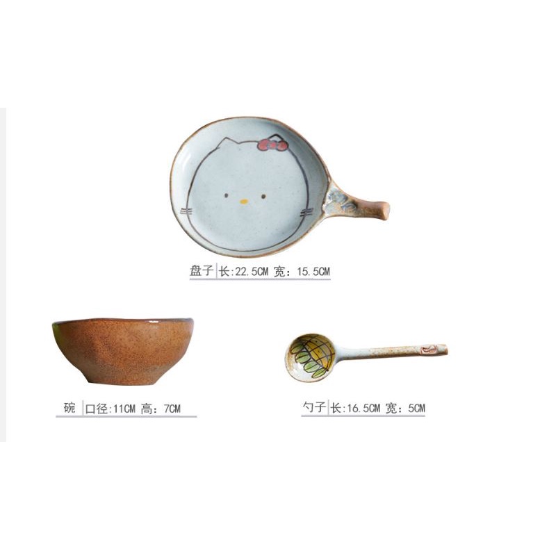 SETS PIRING MANGKUK SENDOK KERAMIK CERAMIK CARTOON KARAKTER LUCU GIFT pooh totoro doraemon