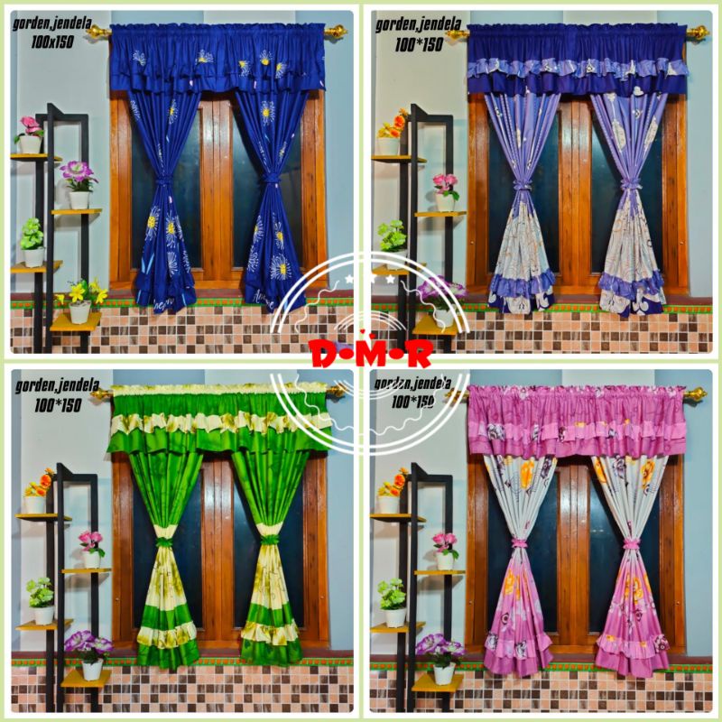 GORDEN SERUT JENDELA BUNGA BIRU, PINK, HIJAU UK 100x150