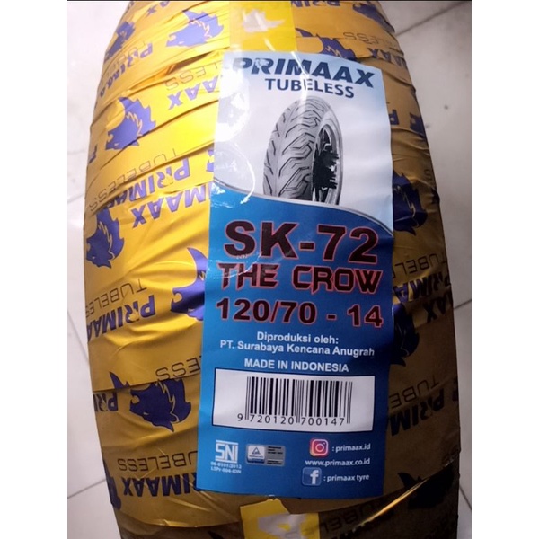 Ban Primaax 120/70-14 SK 72 PCX belakang Primax tubeless tubles SK72