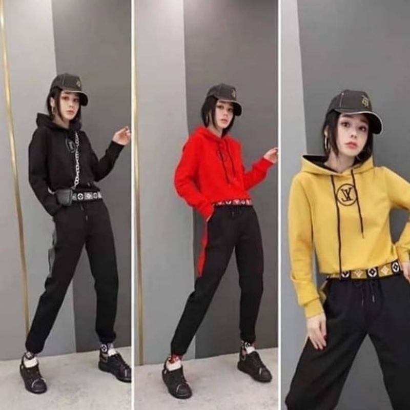 one set sweater hoodie rajut lv import