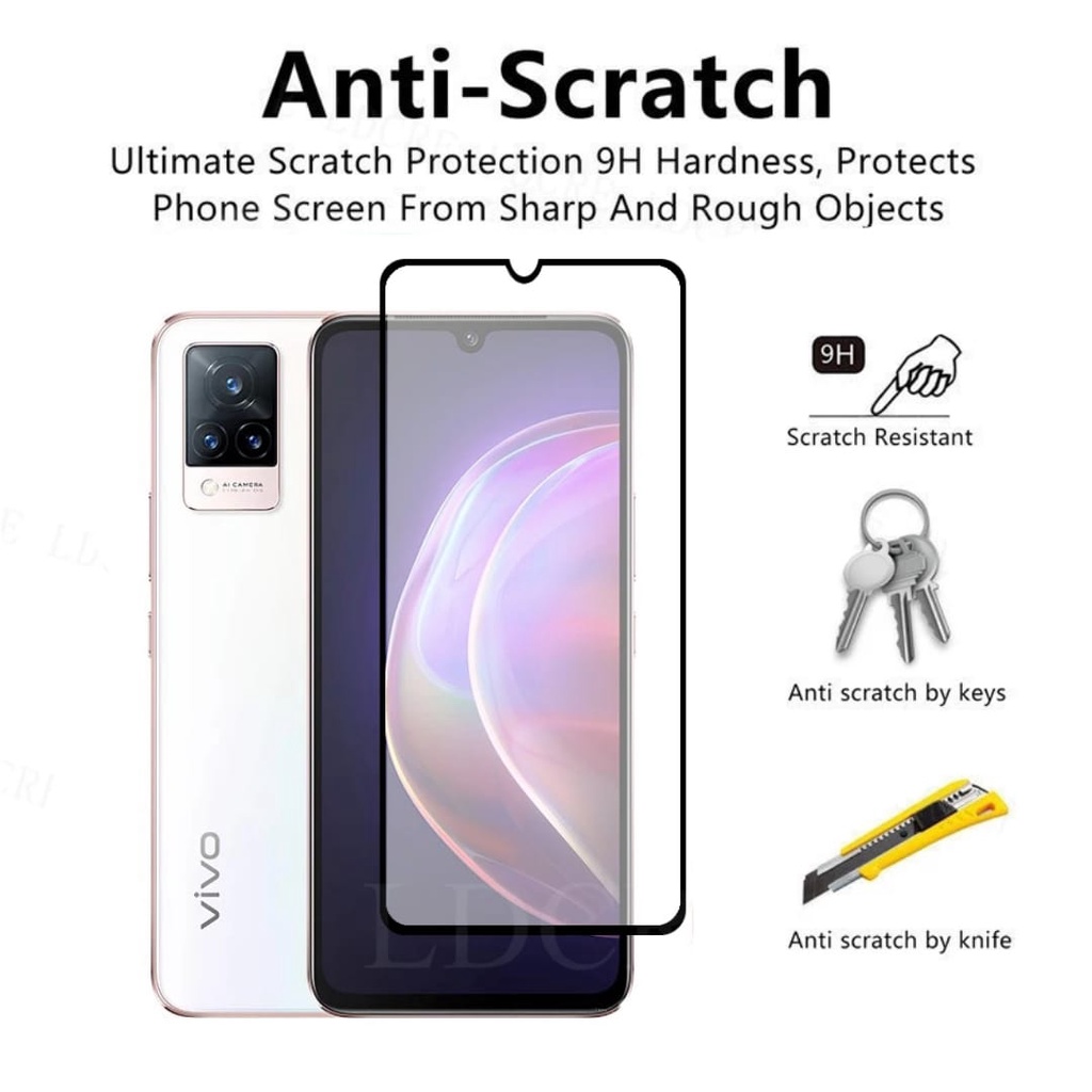 PROMO Tempered Glass VIVO V21 5G TG Layar FULL COVER Black Premium Screen, Protector FULL Screen