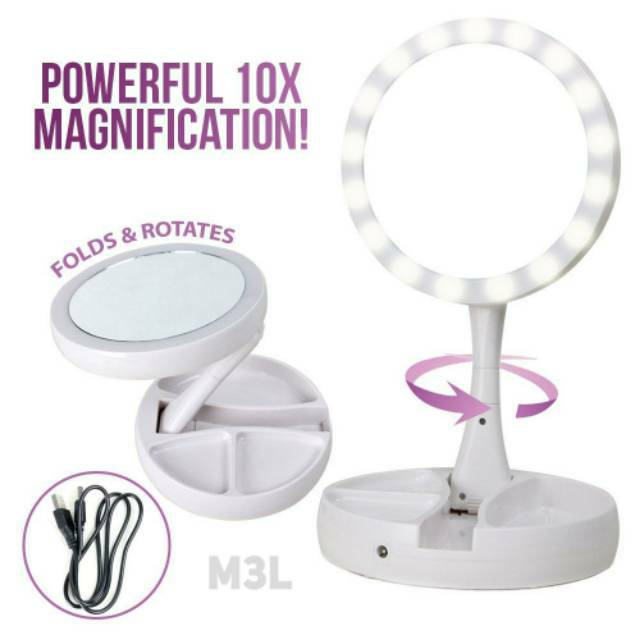 Cermin Makeup Lampu LED Pembesar Rias Dua sisi Kosmetik Cermin Makeup Lampu LED Pembesar Rias Dua sisi Kosmetik