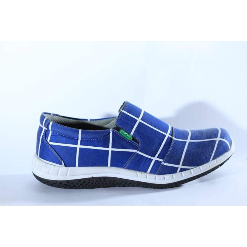 Sepatu Pria Slip On Kasual Sepatu Kerja Motif Garis Casual Import Sol Karet