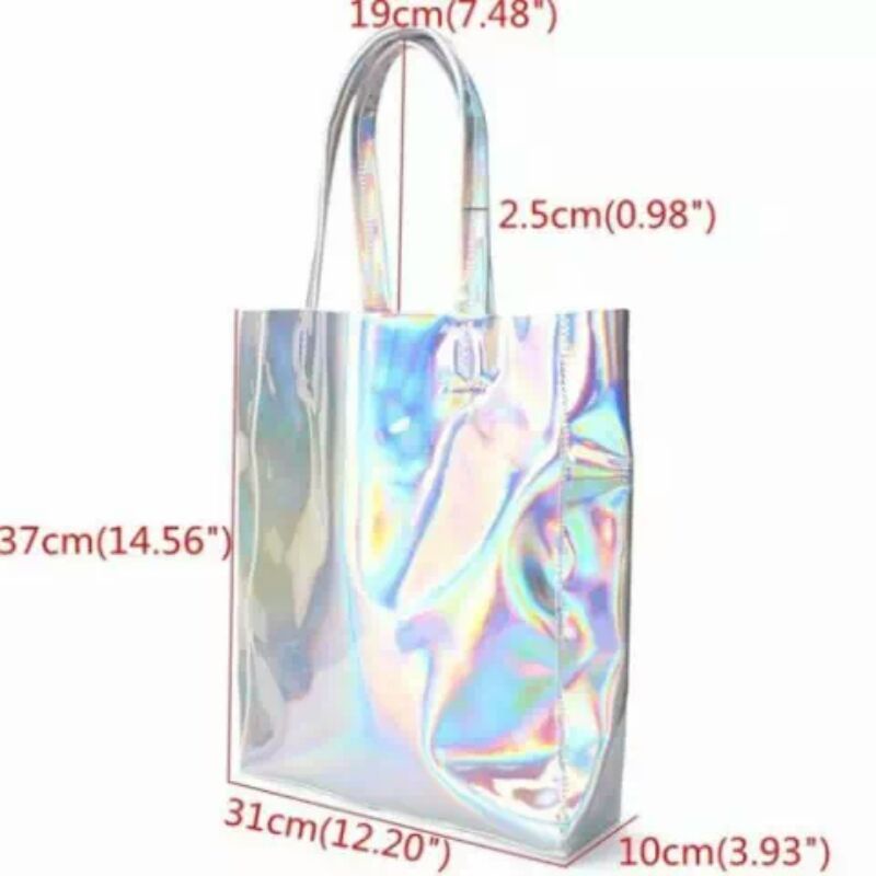 pdf tas wanita tas tote hologram wanita bahan PU laser tas tote bag wanita