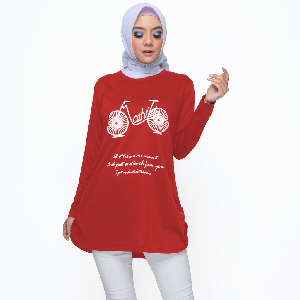 Baju Tunik Wanita Muslim Stelan Full Lengan Panjang Karet Model Polos Motif I0X2 Busui Remaja Pendek