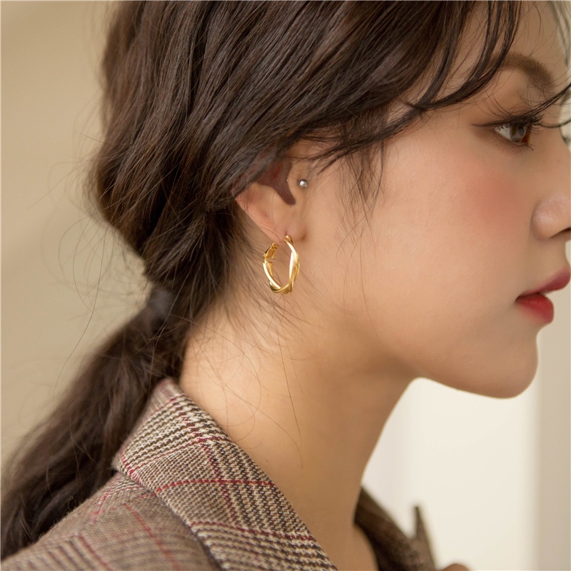 We Flower Korean Geometric Twisted Hoop Earrings for Women Chic Fashion Ear Jewelry