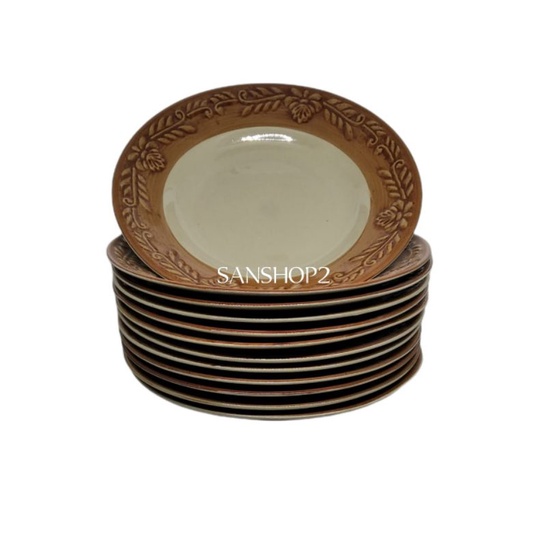 PIRING MAKAN COKLAT 1 LUSIN PIRING BELING PIRING KERAMIK