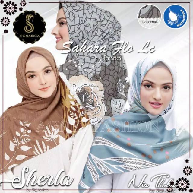 Khanisa Hijab Segi Empat Voal Laser Cut Kerudung Hijab Segiempat Waterproof Motif Itsuka Hikaru
