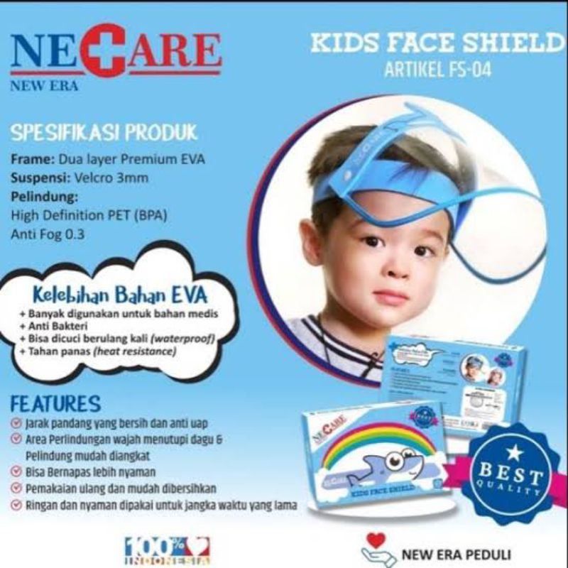 FS-04 NEW ERA FACE SHIELD / PELINDUNG WAJAH NECARE. APD ANAK BUKA TUTUP