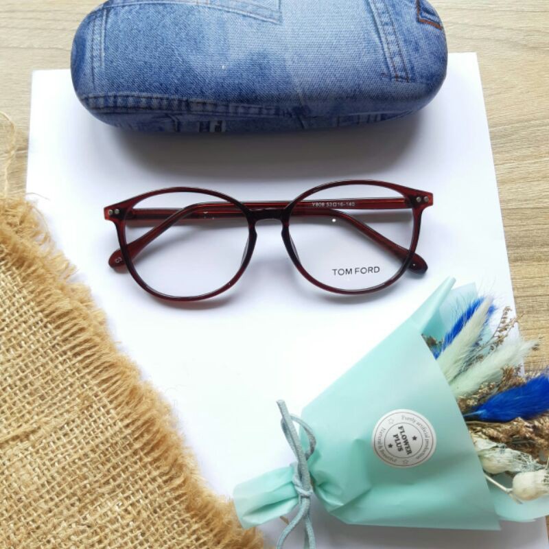 kacamata bulat pria wanita | frame kacamata + lensa antiradiasi 8018