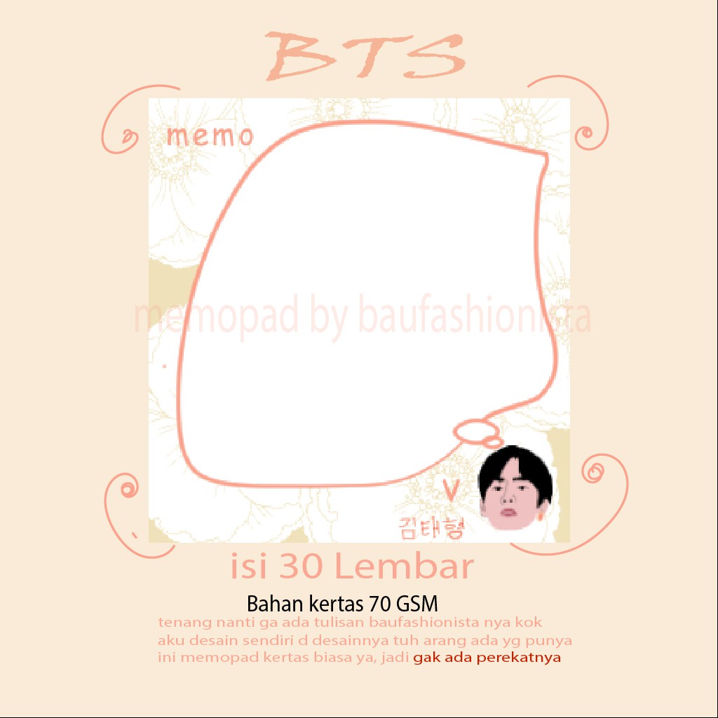 

DIY MEMOPAD KOREA MEMO MEMBER BTS V MEMOPAD LUCU TANPA PEREKAT memo kpop