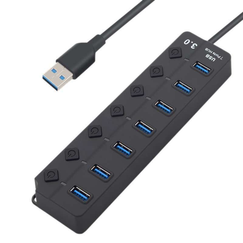 Usb 3.0 hub 7 port switch on-off 5Gbps 30cm cable with Dc 5v power 507-Terminal usb3.0 7 slot saklar