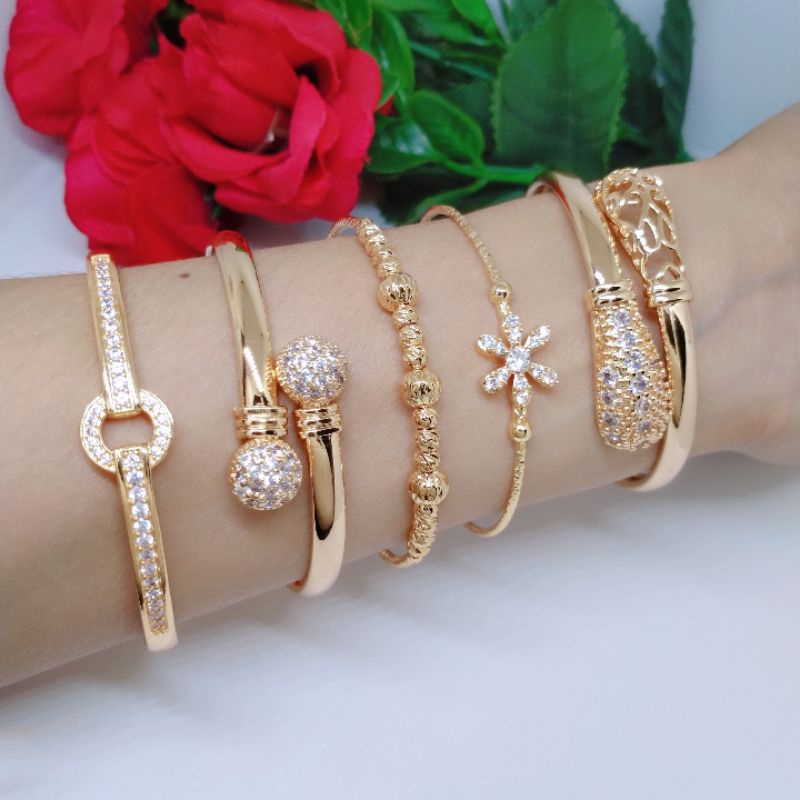 Gelang Tangan Bangle Wanita Titanium Xuping Perhiasan Aksesoris Fashion Lapis Emas Anti Karat