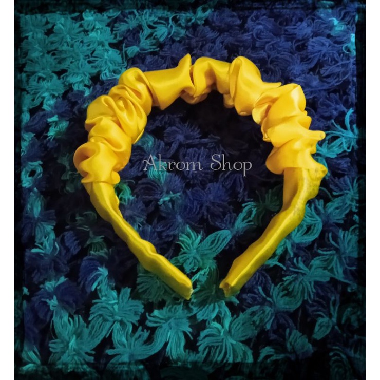 [TERMURAH ] SCRUNCHIE BANDO KOREA HEADBAND SATIN BIG RUFFLE PREMIUM FREE BABEL