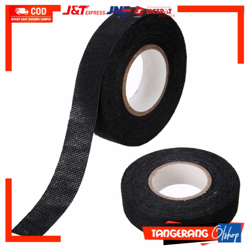 Grab Medan Lakban Kabel Listrik Adhesive Cloth Wiring Tape 19mm BI02980 Mayitr AG Hitam