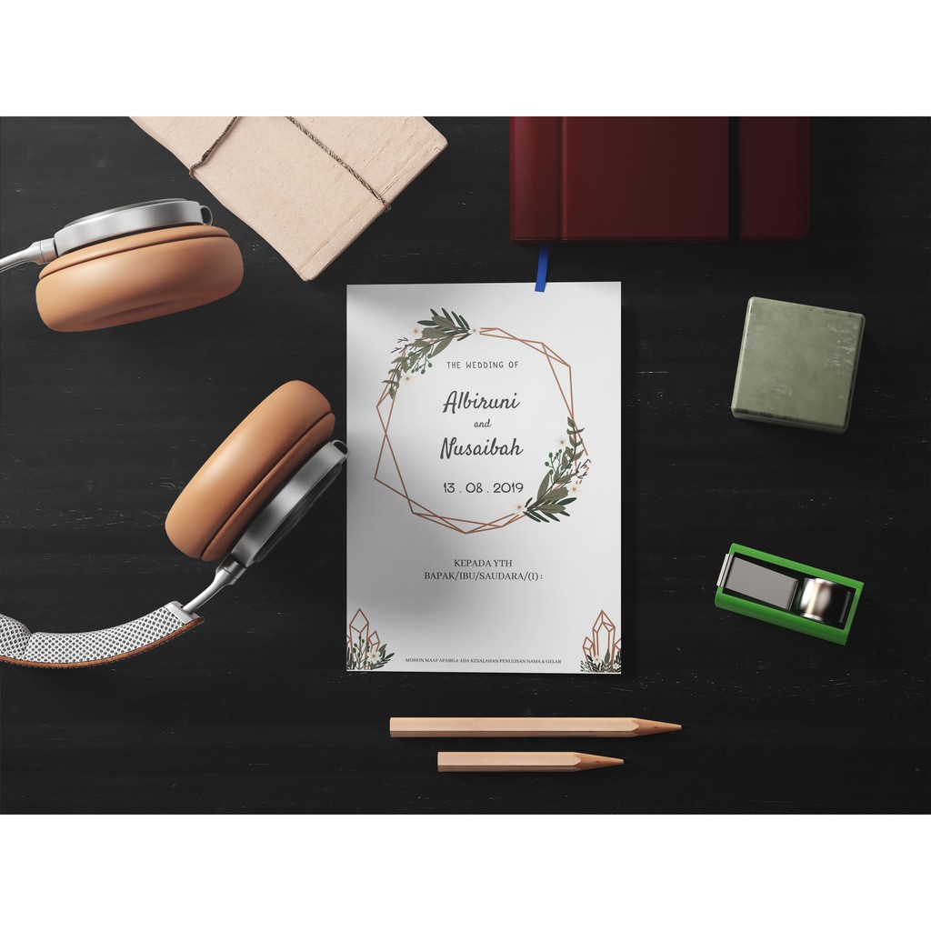 Cetak Undangan Pernikahan Mini Green Rustik Unik dan Tebal MINI-05