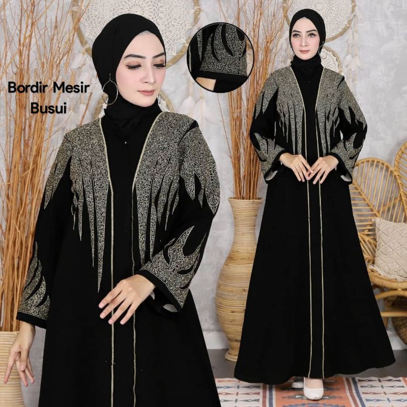 Abaya Hitam Turkey Gamis Maxi Dress Arab Saudi Turki Dubai Bordir Mesir