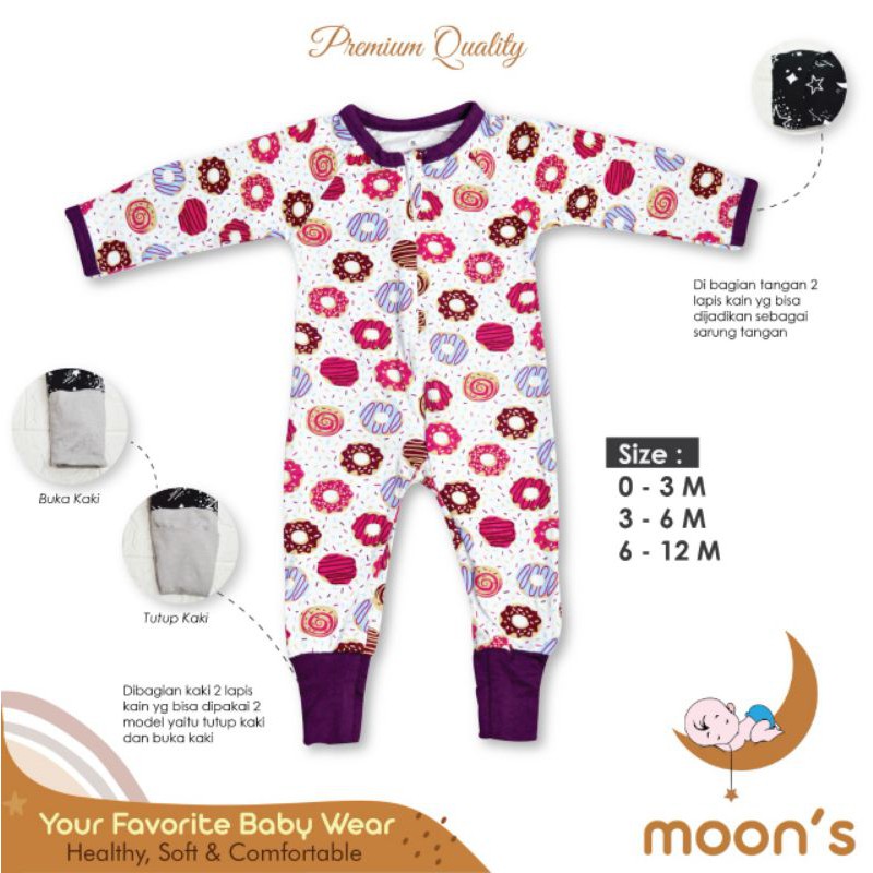 Sleepsuit Moons sleepsuit,Piyama Bayi,Baju Tidur bayi, Baju bayi